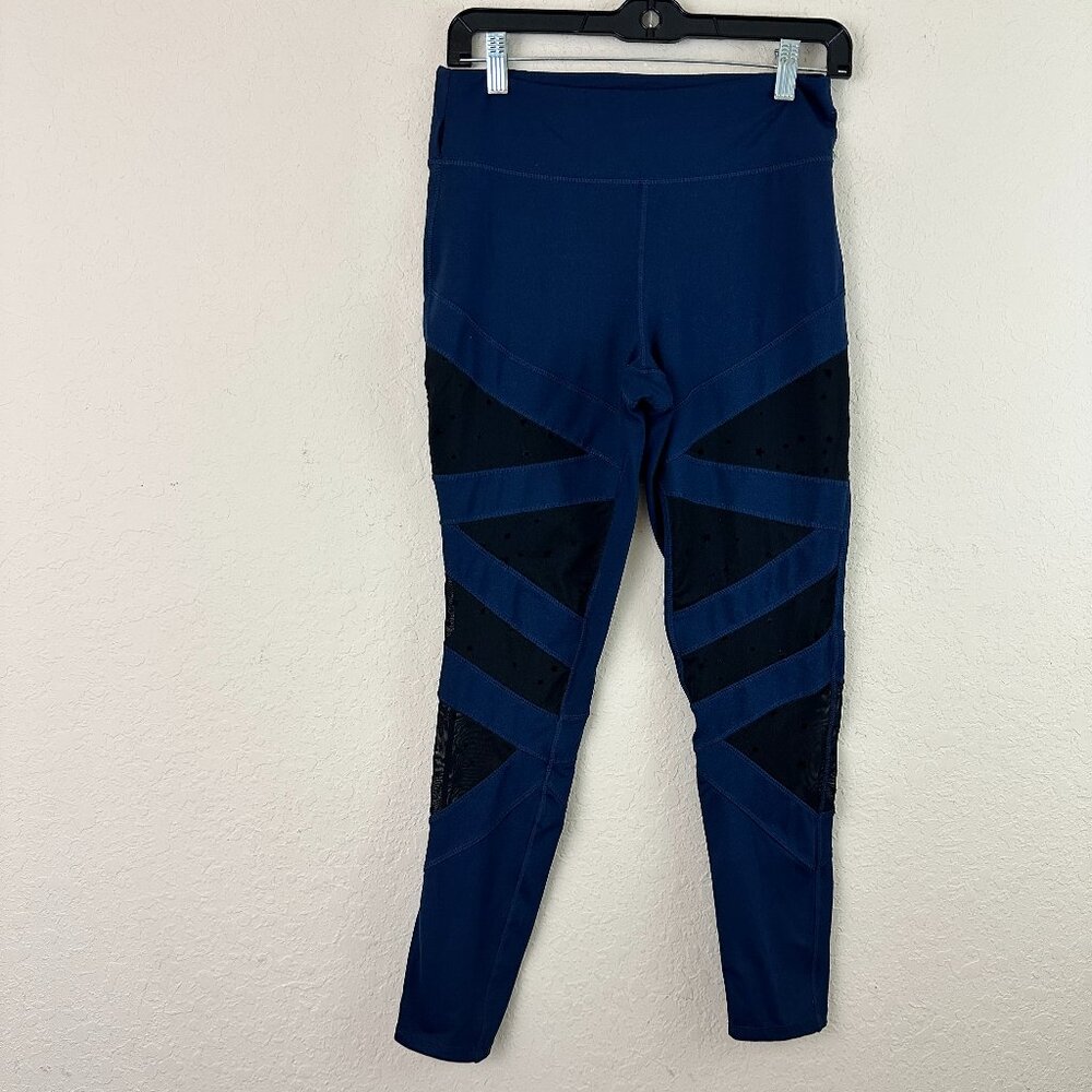Jessica Simpson The Warm Up Star Print Leggings Size L Navy Blue Gym Yoga